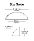 Size guide for 10 Pack Brushed Brass Cabinet Cup Pulls 3 Inch Center To Center Solid Metal Drawer Handles with dimensions.