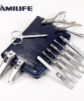 11 Piece Manicure Set For Men With Stainless Steel Nail Clippers And Pedicure Tools In A Portable Blue Leather Travel Case