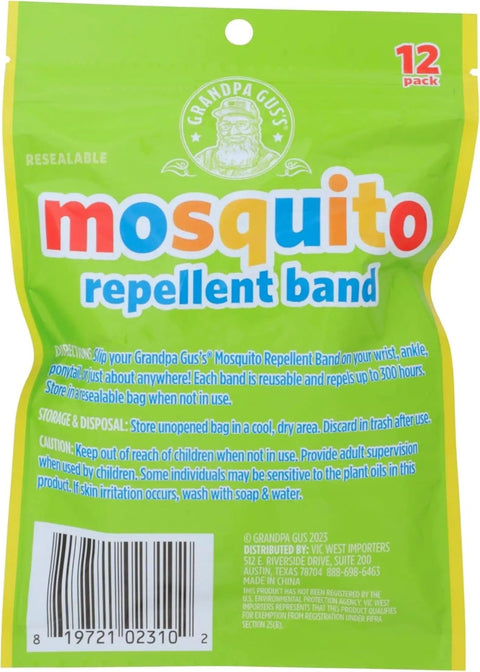 Mosquito Repellent Bracelets For Kids And Adults, DEET-Free, Plant-Based Essential Oils, Up To 300 Hours, 12 Pack packaging