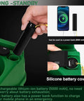 Automatic Golf Tee Machine With Infrared Sensor Ball Release showing battery insertion and power bank feature