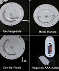 4 Pack LED Under Table Lights For Parties, RGB Color Changing Uplighting with remote, metal handle, battery slot, installation kit