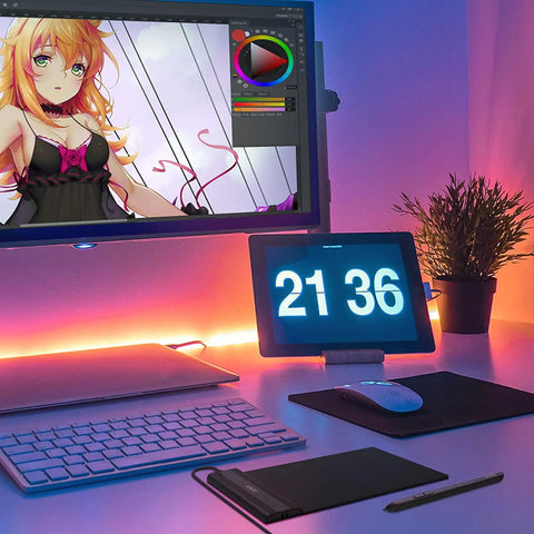 Hella Smooth 6x4 Inch Portable Graphics Drawing Tablet for Sketching and Osu Grinding with Built In USB Cord on desk.