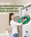 Massive Laundry Day Game Changer Large Collapsible Hamper With Instant Pop Up Frame Heavy Duty Basket for Washer and Dryer Spaces Quick Snap Fold Flat Storage with user loading laundry.