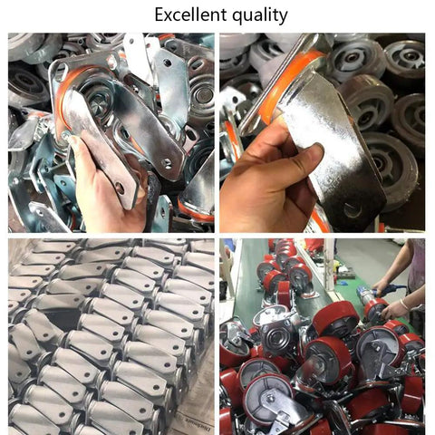 Heavy Duty Swivel Caster Wheels With Conductive Rubber Treads For Ultra Quiet Rolling And Anti Static Safety stacked and displayed.