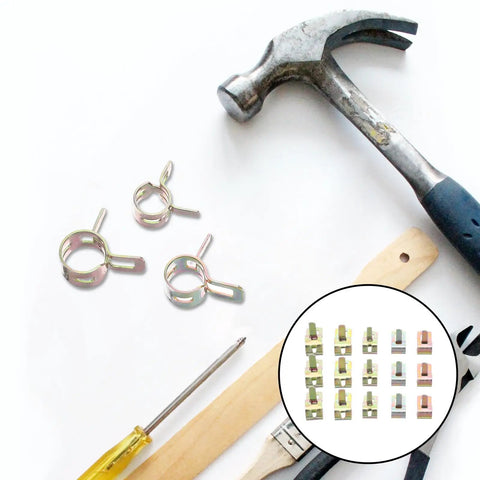Vaguelly Spring Clamp Kit Galvanized Zinc 100pcs Assorted Inner Diameters 5mm-9mm Secure Pipe Hose Locks For Cars Home Repair Preventing Coolant Fuel Leaks Durable Anti Rust Clamping Power, spring hose clamps with tools