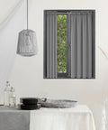 Rock Solid White Swivel Sash Curtain Rods, Adjustable 12 To 20 Inches, Set Of 2 With Nickel End Caps, No Sweat Wall Mount For Entry Doors And Windows, Premium Alloy Steel Hardware Kit, displayed with gray curtains.