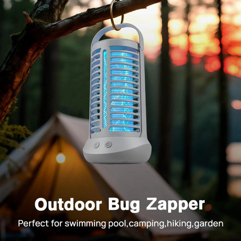 Outdoor Mosquito Zapper With LED Light And 4000mAh Battery, Rechargeable Insect Killer Lamp for camping, hanging from tree