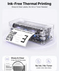 Wireless Bluetooth Thermal Shipping Label Printer Pulls Off Killer 4x6 Package Prints For Ecommerce Hustles With Zero Hassle Mobile Sync And Smooth Windows Mac Android Pairing In Classic Gray showing clear labels printing.
