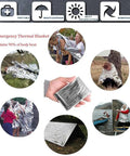Man holding emergency thermal blanket, part of 13 In 1 Emergency Survival Kit For Outdoor Adventures, All In One Survival Gear Set.