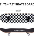 Beginner Friendly Complete Skateboard 31.75 Inch Long 7.88 Inch Wide Deck With 7 Layer Canadian Maple Double Kick Concave For Tricks