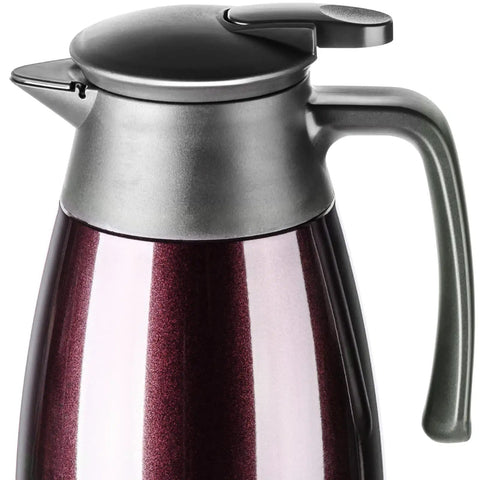 68Oz Ceramic Liner Thermal Carafe With Vacuum Insulation, stainless exterior, close-up of easy pour spout detail