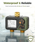 Dual Zone Sprinkler Timer For Outdoor Irrigation With IP66 Weatherproof Build, Big Display submerged in water
