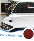 Durable CNC Aluminum Hood Lock Kit For Cars, Trucks, And SUVs installed on white vehicle