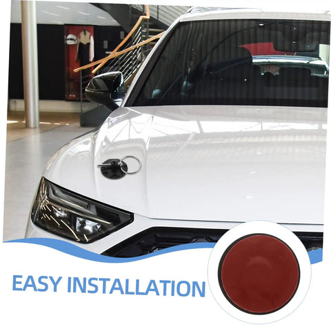 Durable CNC Aluminum Hood Lock Kit For Cars, Trucks, And SUVs installed on white vehicle