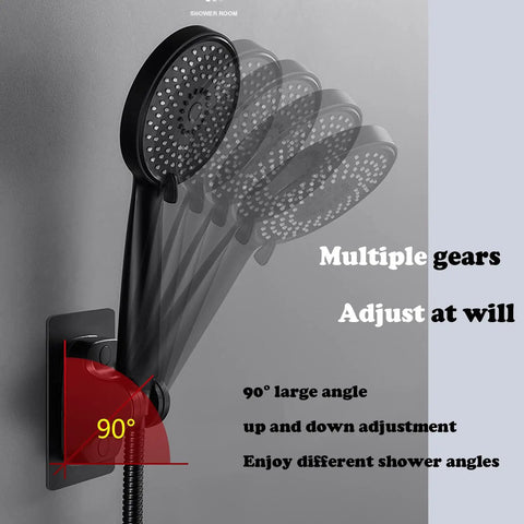 Heavy Duty Wall Mount Shower Head Holder With Strong Adhesive Waterproof Bracket For RVs And Home Bathrooms, Adjustable Angle 90°
