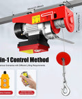 440 Pound Electric Chain Hoist 40 Foot Lift Height 110V Heavy Duty Workhorse with remote and wired control for lifting cargo.