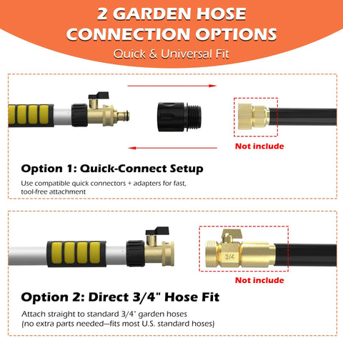 All In One Gutter Cleaning Kit With Telescopic Pole Reaching Up To 24 Feet Flexible Wand And Adjustable Flow Shut Off hose options