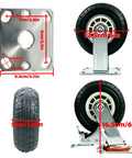 Five Inch Heavy Duty Casters Set Of Four Premium Swivel Rollers Built Tough As Nails Featuring Non Marking Rubber Wheels close up with size details.