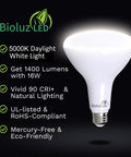 20 Pack BR40 LED Light Bulbs 1400 Lumen, 5000K Daylight, 16W Equal 120W, Instant On, Dimmable, Energy Saving UL Listed