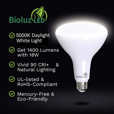 20 Pack BR40 LED Light Bulbs 1400 Lumen, 5000K Daylight, 16W Equal 120W, Instant On, Dimmable, Energy Saving UL Listed