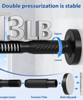 Close-up of 32 to 90 inch adjustable tension curtain rod in black with strong spring tension and quick twist end caps.