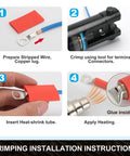Crimping installation steps for Heavy Duty Copper Ring Terminals Kit for Battery Cables 160 Pcs in 10 Sizes AWG 2-12