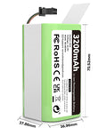 Top Shelf Heavy Duty 14.4V 3200mAh Replacement Battery Fits Like A Charm For Eufy RoboVac And Ecovacs Deebot Robot Vacuums, side view with dimensions.