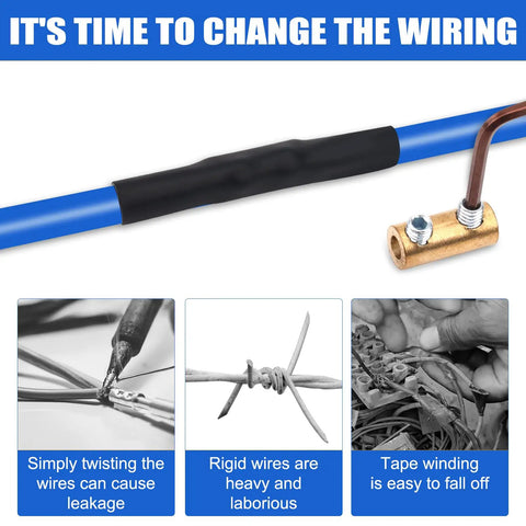 Must Have Ten Piece 10 AWG Wire Connector Nut Kit With Brass Splicing And Quick Wiring Connection Terminals 80 Amp Circuit Connector includes images of wiring problems such as leakage, laborious connections, and winding tape falling off.