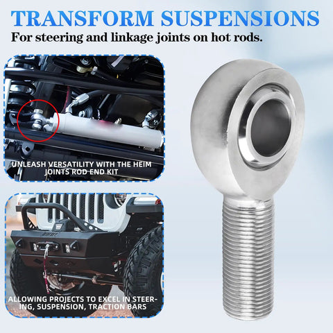Beefy Heim Joint Rod End Bearing Kit For Panhard Suspension Right Hand Thread Half Inch By Twenty 2 Pack Heavy Duty Weld In Fit Easy Install Durable Alloy Construction Upgrade Your Car Steering And Suspension Performance. alloy heim joint rod end with 1/2-20 thread for Panhard suspension