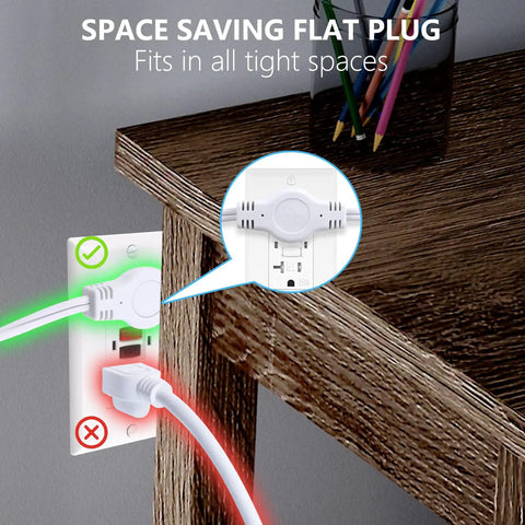 Twin 12 Foot Extension Cord Power Strip With Flat Head Plug And Six Polarized Outlets Six Feet On Each Side From Central Splitter