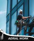Worker uses Heavy Duty D Shape Snap Hooks With Alloy Steel Build Pro Grade Quick Locking Mechanism for window cleaning safety.