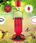 Glass Hummingbird Feeder With Ant Moat And Bee Proof Ports 16 Oz Outdoor Hanging Bird Feeder With 360 Degree Perch