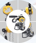 Compact Manual Chain Hoist Lever Block 0.25 Ton Capacity with lifting hook, anti-jam guide wheel, and handy knob in close-up view