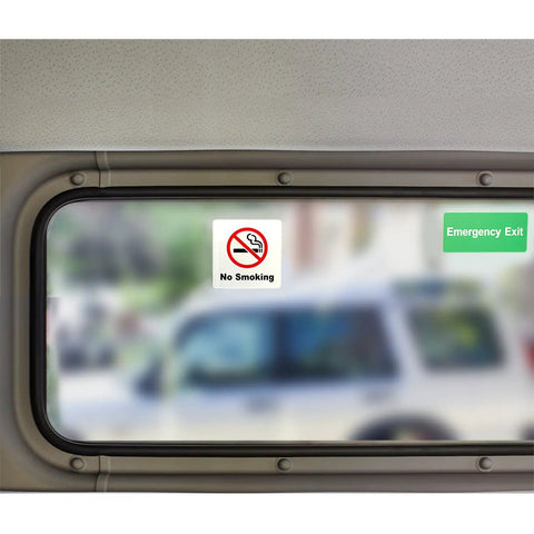 Two Pack No Smoking Sign 4x4 Acrylic Classic With Self Adhesive Rust Free For Cars Offices Restaurants Indoor Or Outdoor Use High Contrast Red Black Silver For Clear Visibility on car window