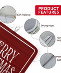 Christmas Dish Drying Mat For Kitchen Counter With Retro Red Wood Grain features details on material, edge, loop, bottom