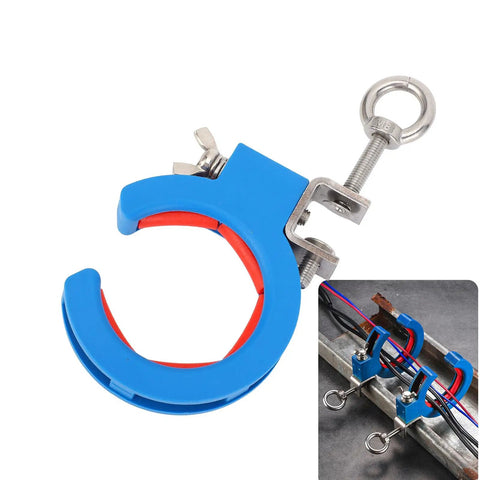 65mm Cable Tray Roller Set With Pro Grade Adjustable Wire Pulling Pulley Nylon Guide Wheel And Stainless Steel Bracket For Seamless Cable Runs In Inside And Outside Corner Electrical Installations blue clamp
