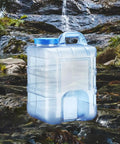 Camping Water Jug With Lid 20L Easy Pour Handle And Wide Mouth Large Opening Portable Water Storage Carrier near waterfall