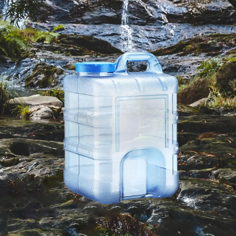 Camping Water Jug With Lid 20L Easy Pour Handle And Wide Mouth Large Opening Portable Water Storage Carrier near waterfall