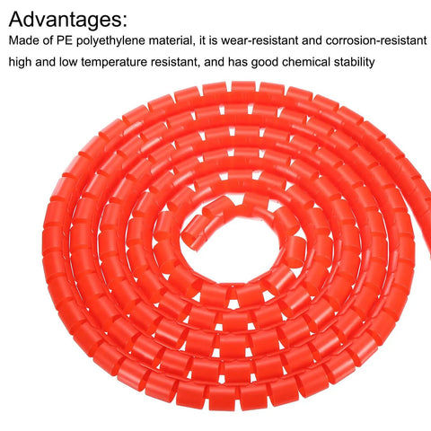 Spiral Cable Wrap Kit 5M 28mm Red PE Flexible Pro Grade Cable Management Sleeve for Wires and Cables Easy Cable Routing DIY