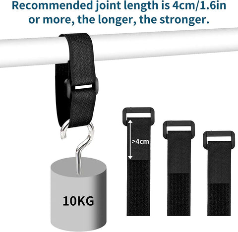 Adjustable 26Ft Black Cable Straps With 30 Buckles for bundling, hanging 10kg weight, recommended joint length 4cm.