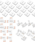 28 pack 10mm 3 Pin LED Strip Connectors Kit solderless L shape and T shape adapters for WS2811 WS2812B SK6812 RGB light strips