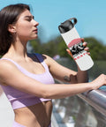 Person holding 4 Pack White 20 Oz Sublimation Stainless Steel Tumblers With Sippy Lid And Straw, customizable, outdoors