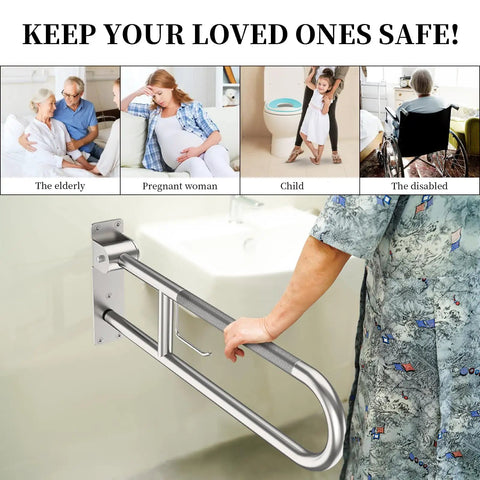 Built Like A Tank 32 Inch Toilet Grab Bar Featuring Anti Slip Brushed Nickel Finish Heavy Duty 500 Lb Wall Mount Safety Rail For Bathrooms And Accessible Living Spaces with hand holding rail