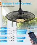Outdoor Ceiling Fan With Light For Patios And Pergolas, 20-Inch IP65 Waterproof Gazebo Fan With Remote And App Control display