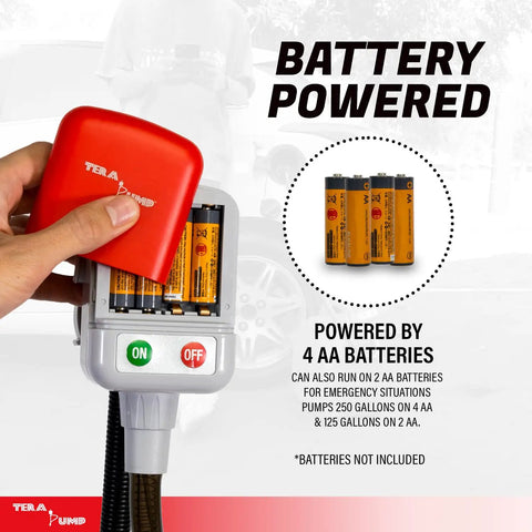 Next Gen Gas Can Pump With Ergonomic Non Spill Auto Stop Nozzle And Vinyl Discharge Hose showing battery compartment