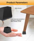 16 Piece Square Chair Leg Protectors Set Silicone Furniture Feet With Felt Pads on wooden chair leg