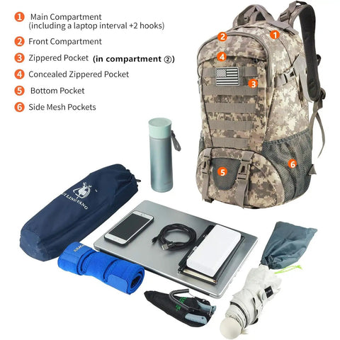Beefy 30L Tactical Backpack For Men With Molle System Waterproof Day Pack For Hiking And Outdoor EDC ACU Style Military Rucksack