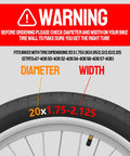 Warning sign for selecting correct diameter and width, 20x1.75-2.125, for 2 Pack 20 Inch Bike Tubes For 1.75 To 2.125 Inch Tires.