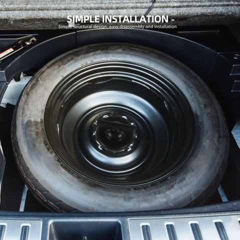 Spare Tire Hold Down Bolt Retainer Clamp For Cars And Trucks, Stays Put On Rough Roads, showing simple installation with spare tire