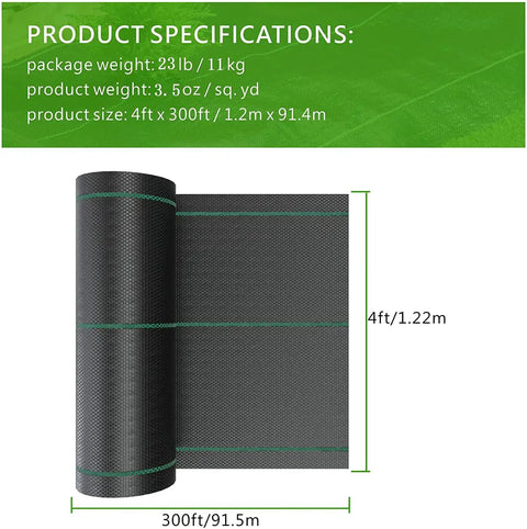Heavy Duty 4ft By 300ft Weed Barrier Landscape Fabric Ground Cover 3.5oz Woven Polypropylene Geotextile Weed Blocker roll